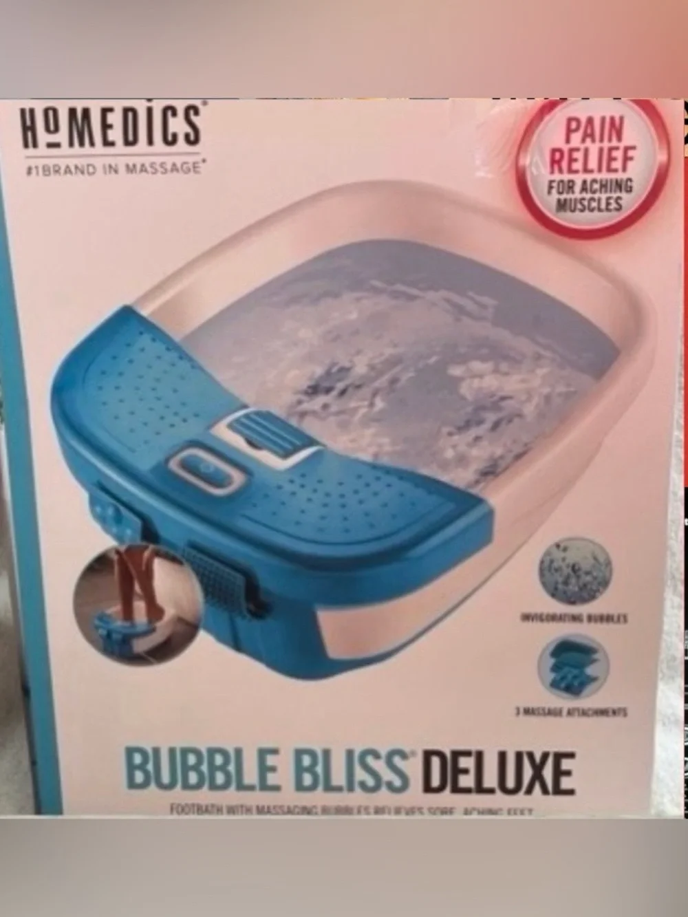 Homedics Bubble Bliss Deluxe Footbath in Blue and White